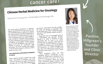 Hillgreen founder publishes journal article on ‘Chinese Herbal Medicine for Oncology