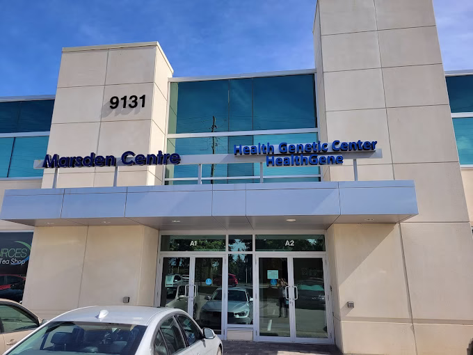 Front of Hillgreen Chinese Medicine and Acupuncture in Vaughan Front view of a white and glass building with the title Marsden Centre clearly visible